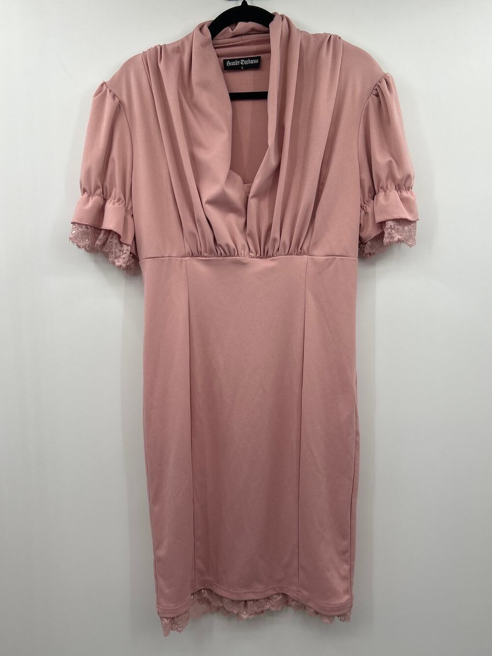 Scarlett Darkness Pink Lace Trim Dress Romantic Victorian Gothic Coquette Large